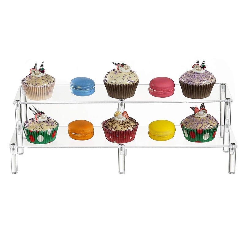 BYCY 2 Tier Clear Acrylic Display Stand Cupcakes Holder, Dessert Display Riser for Great Event, Birthday Party, Wedding Party ( 1 Pack - 16" X 6.9" X 4.25" ) - Image 5